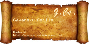 Gavansky Csilla névjegykártya